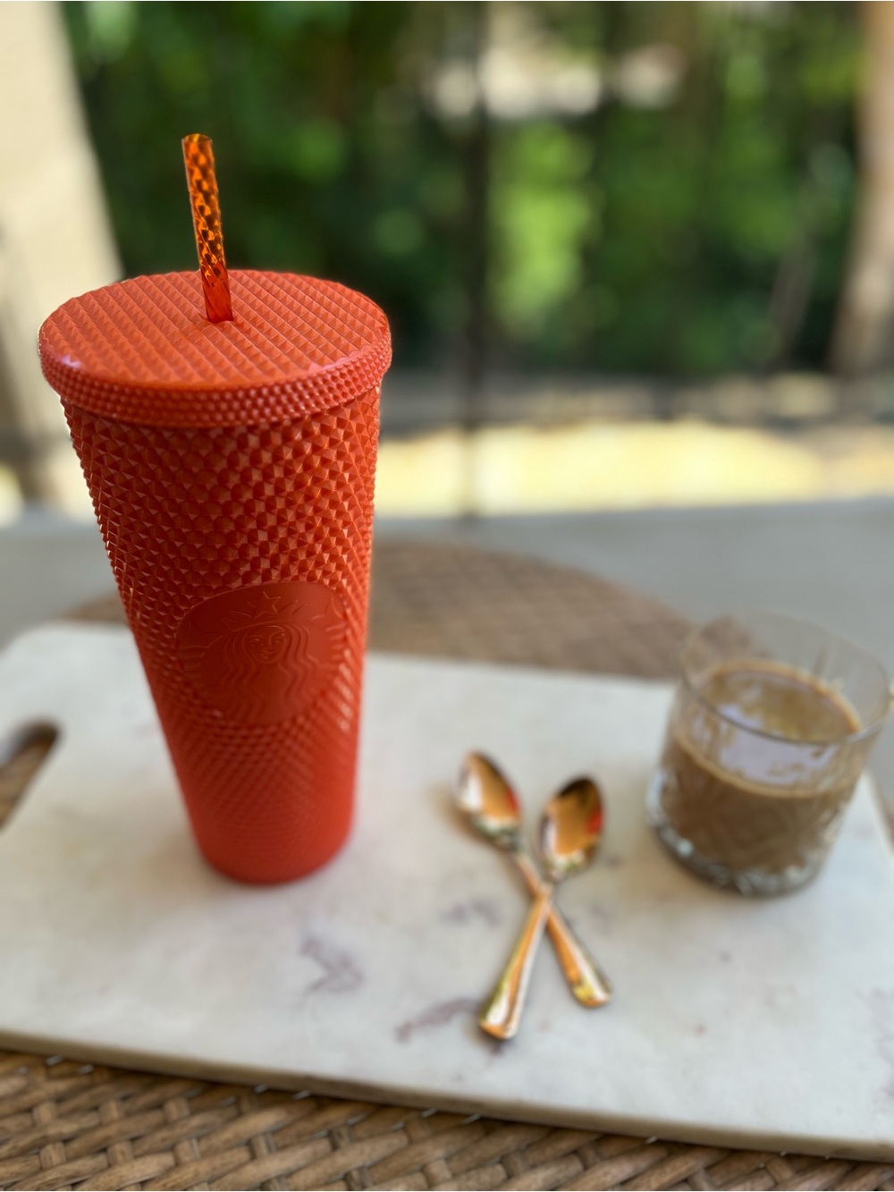 Starbucks Orange Textured Reusable Cold Cup with Straw